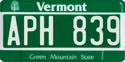 VT license plate APH839
