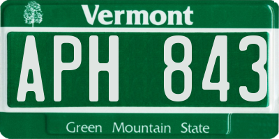 VT license plate APH843