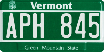 VT license plate APH845