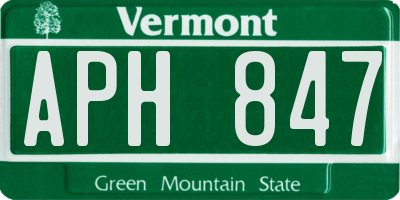 VT license plate APH847