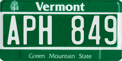 VT license plate APH849