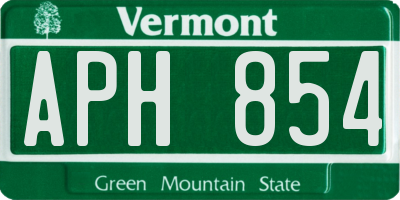 VT license plate APH854