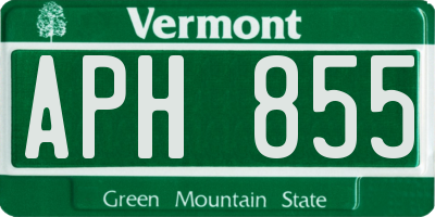 VT license plate APH855