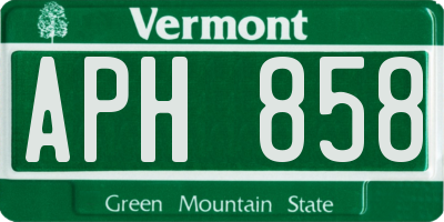 VT license plate APH858
