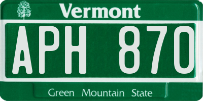 VT license plate APH870