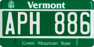 VT license plate APH886