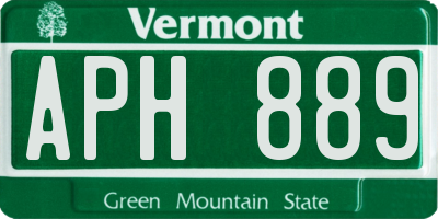 VT license plate APH889