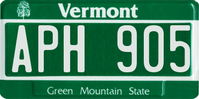 VT license plate APH905