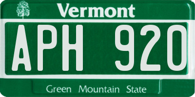 VT license plate APH920