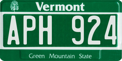 VT license plate APH924