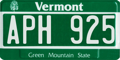 VT license plate APH925