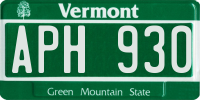 VT license plate APH930