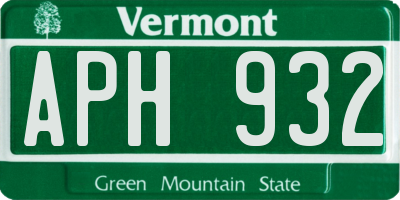 VT license plate APH932