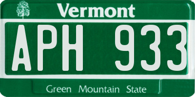 VT license plate APH933