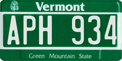 VT license plate APH934