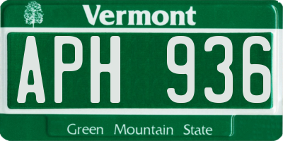 VT license plate APH936