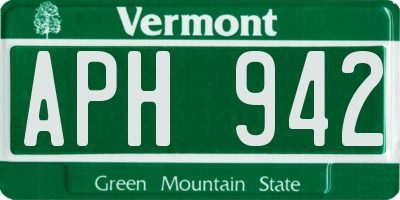 VT license plate APH942