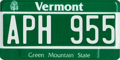 VT license plate APH955
