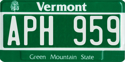 VT license plate APH959