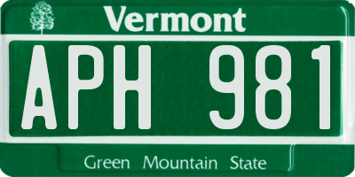 VT license plate APH981
