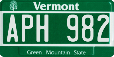 VT license plate APH982