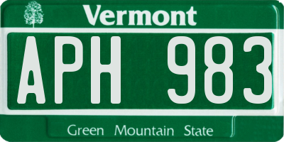 VT license plate APH983