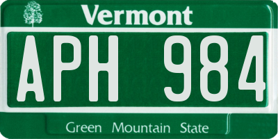 VT license plate APH984