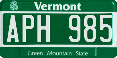 VT license plate APH985