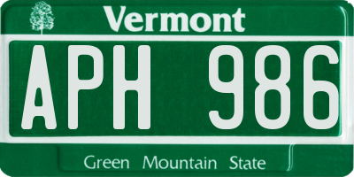 VT license plate APH986