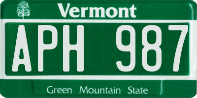 VT license plate APH987
