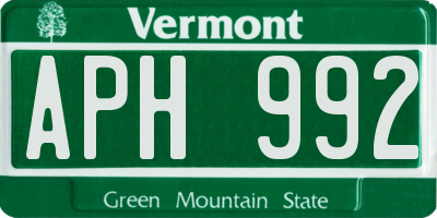 VT license plate APH992