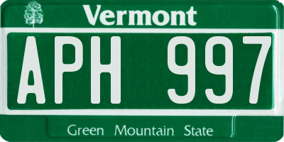 VT license plate APH997