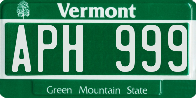 VT license plate APH999