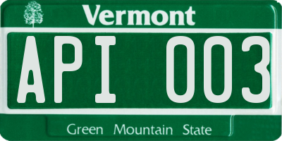VT license plate API003