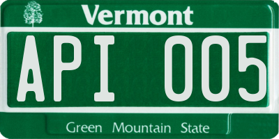 VT license plate API005