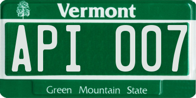 VT license plate API007