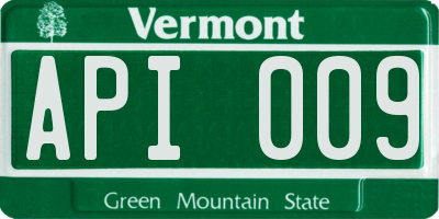 VT license plate API009