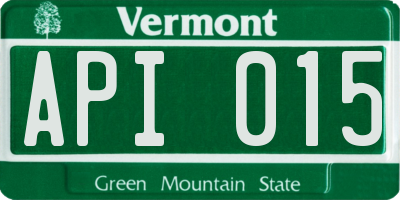 VT license plate API015