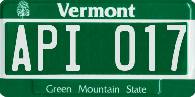 VT license plate API017
