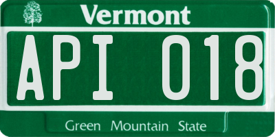 VT license plate API018