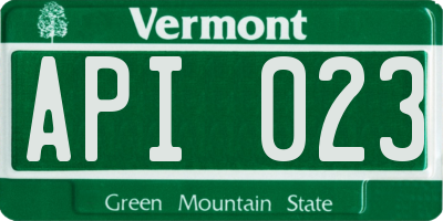 VT license plate API023
