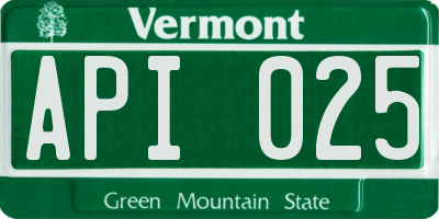 VT license plate API025