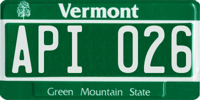 VT license plate API026