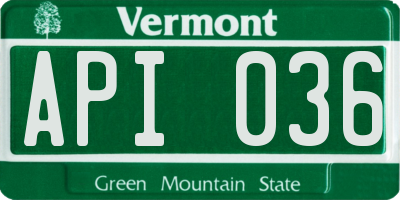 VT license plate API036
