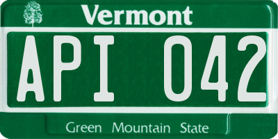 VT license plate API042