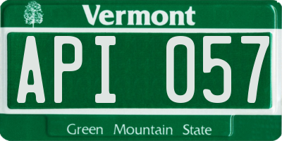 VT license plate API057