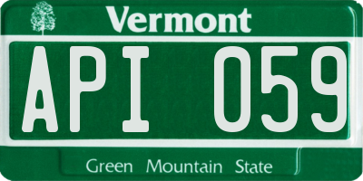 VT license plate API059