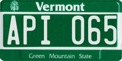 VT license plate API065