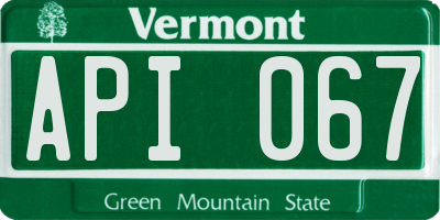 VT license plate API067