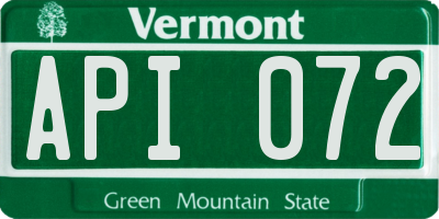 VT license plate API072